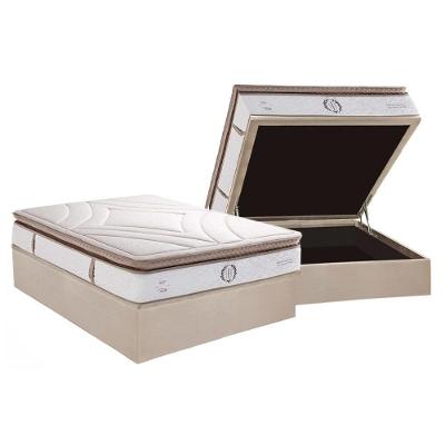 Cama Box Baú Casal: Colchão Molas Ensacadas Herval Poseidon Plus C1954 + Base Crc Suede Clean (138x188x34)