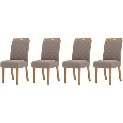 Kit 4 Cadeiras Sala Jantar Bella 4 Un Nature Suede Light Marrom Amendoa