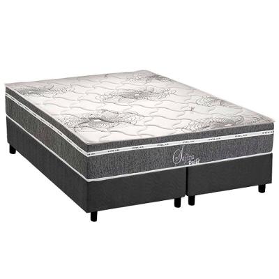 Conjunto Box Queen: Colchão Molas Polar Ensacadas Safira + Base Crc Suede Gray (158x198)