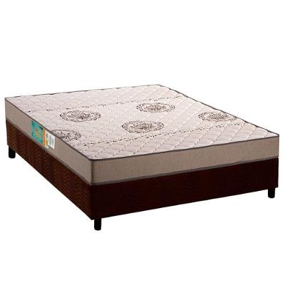 Conjunto Box Casal: Colchão Espuma Polar D33 Pérola Clean + Base Crc Suede Brown (138x188)
