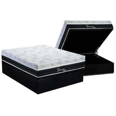 Conjunto Box Baú Casal: Colchão Molas Polar Superlastic Diamond + Base Crc Suede Black (138x188)