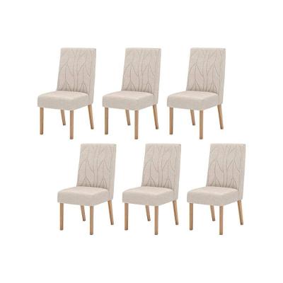 Kit 6 Cadeiras Sala Jantar Eloá 6 Un Nature Suede Light Linho