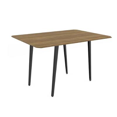 Mesa Para Cozinha Iguaçu Aço Com Tampo Madeirado 160x90cm Preto Fosco Nogueira Kappesberg