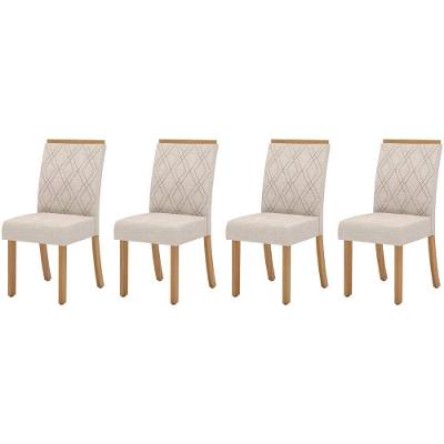 Kit 4 Cadeiras Sala Jantar Vita 4 Un Nature Suede Light Linho