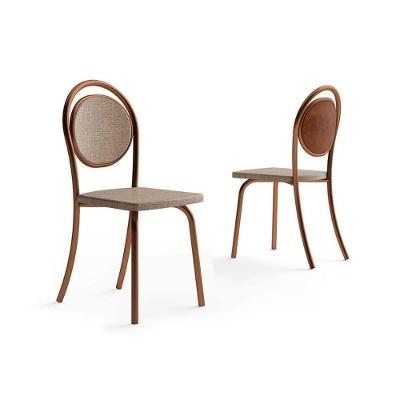Kit 2 Cadeiras Sala Jantar 1738 Aço 2 Uni Rose Linho Areia Courano Caramelo Carraro