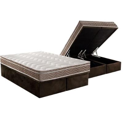 Cama Box Baú King: Colchão Espuma D33 Paropas Confort Ultra Firme + Base Crc Suede Brown (193x203)