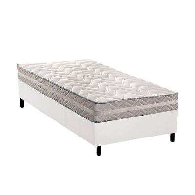 Conjunto Box Solteiro: Colchão Espuma Paropas D28 - Master Ag80 Prata Double Face 17 + Base Crc Courano White (88x188)