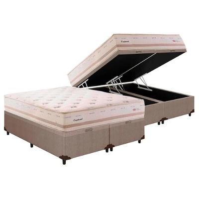 Cama Box Baú Queen: Colchão Molas Masterpocket Ensacadas Herval Maxspring England + Base Crc Courano Clean (158x198)