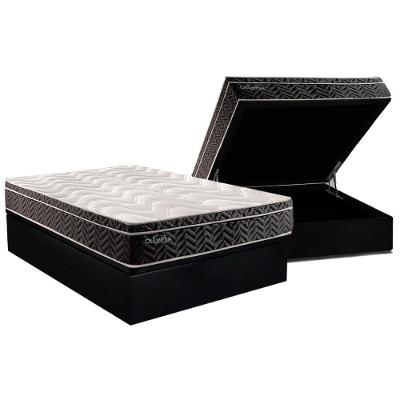 Conjunto Box Baú Casal: Colchão Molas Paropas Extrapedic Olímpia + Base Crc Suede Black (138x188)