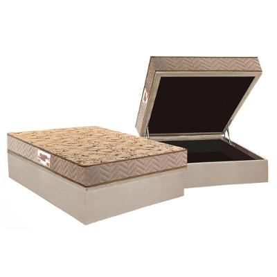 Conjunto Box Baú Casal: Colchão Molas Paropas Compact Ag 65 - D28 Royalle Clean + Base Crc Suede Clean (138x188)