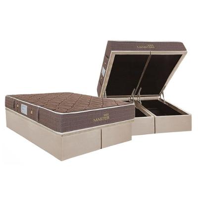 Cama Box Baú King: Colchão Molas Masterpocket Ensacadas Herval Bonnel Suite Master + Base Crc Suede Clean (193x203)