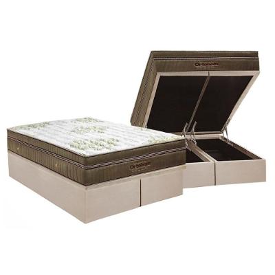 Cama Box Baú King: Colchão Molas Superpocket Ensacadas Ortobom Gold Ultra Gel + Base Crc Suede Clean (193x203)