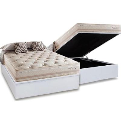 Cama Box Baú Casal: Colchão Molas Masterpocket Ensacadas Herval Maxspring Scotland + Base Crc Courano White (138x188)