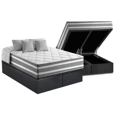 Cama Box Baú King: Colchão Molas Masterpocket Ensacadas Duo Sono + Base Crc Suede Gray (193x203)