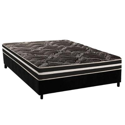Conjunto Box Casal: Colchão Espuma Paropas D28 - Master Ag80 Black Double Face 17 + Base Crc Suede Black (138x188)