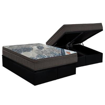 Cama Box Baú Queen: Colchão Molas Superpocket Ensacadas Ortobom Iso + Base Crc Courano Black (158x198)