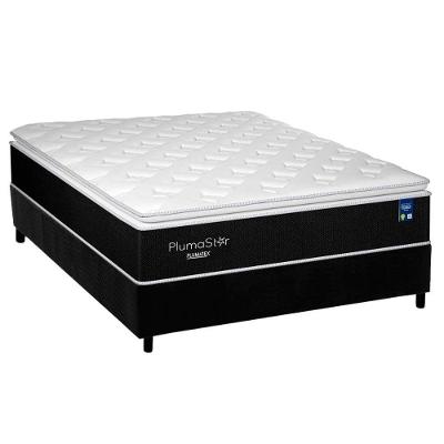 Cama Box Casal: Colchão Molas Ensacadas Plumatex Plumastar + Base Crc Suede Black (138x188)