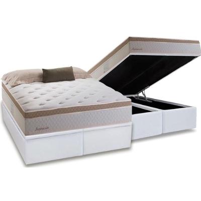 Cama Box Baú Queen: Colchão Molas Masterpocket Ensacadas Herval Inspiracion + Base Crc Courano White (158x198)