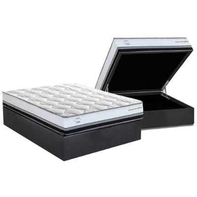 Cama Box Baú Casal: Colchão Molas Masterpocket Ensacadas Herval La Playa C1634 + Base Crc Suede Gray (138x188x28)