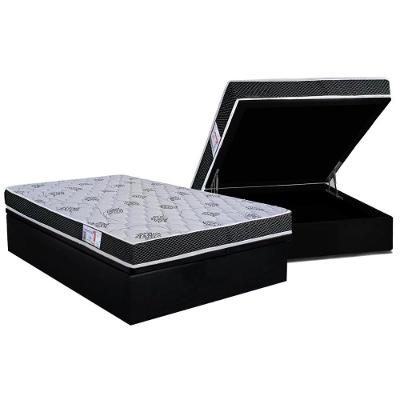 Conjunto Box Baú Casal: Colchão Molas Orthoflex D20 Comfortpedic + Base Crc Suede Black (138x188)