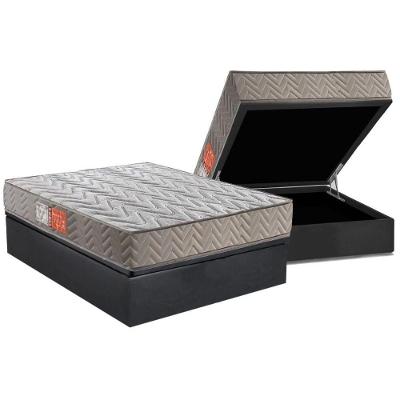Conjunto Box Baú Casal: Colchão Molas Paropas D45 Pasquale Gray + Base Crc Suede Gray (138x188)