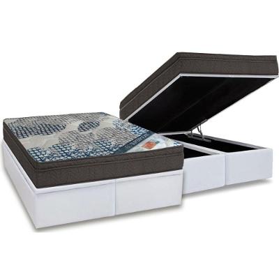 Cama Box Baú Queen: Colchão Molas Superpocket Ensacadas Ortobom Iso + Base Crc Courano White (158x198)