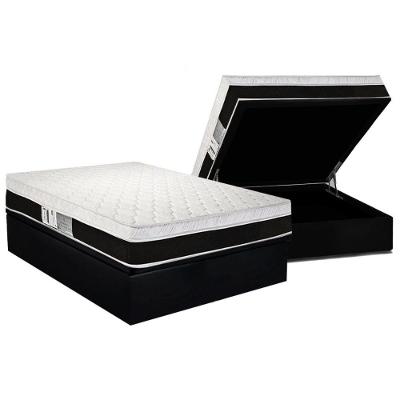 Cama Box Baú Casal: Colchão Molas Masterpocket Ensacadas Luckspuma Roma + Base Crc Suede Black (138x188)