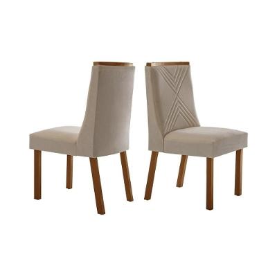 Kit 2 Cadeiras Sala Jantar Montreal 2 Un Imbuia Suede Creme Rufato