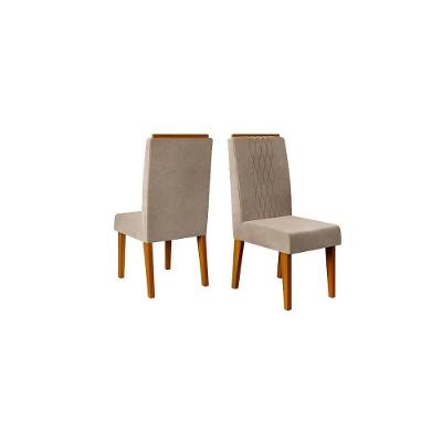Kit 2 Cadeiras Sala Jantar Lia 2 Un Freijó Suede Kraft Bege