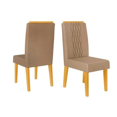 Kit 2 Cadeiras Sala Jantar Lia 2 Un Cedro Suede Kraft Bege