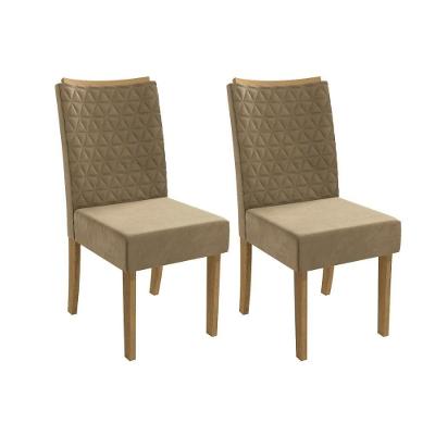 Kit 2 Cadeiras Sala Jantar 2cad129 2 Un Canela Suede Bege
