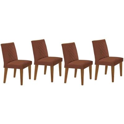 Kit 4 Cadeiras Sala Jantar Jade 4 Un Capuccino Suede Marrom Rufato