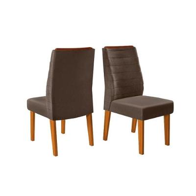 Kit 2 Cadeiras Sala Jantar Ondina 2 Un Freijó Suede Moca Marrom