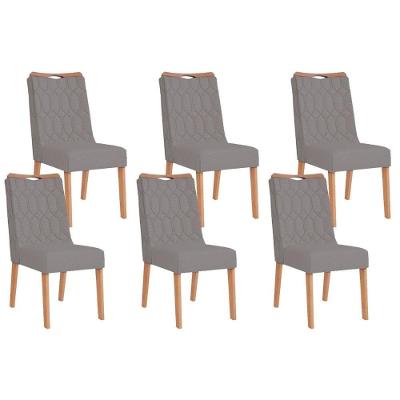 Kit 6 Cadeiras Sala Jantar Bia 6 Un Cedro Suede Lunar