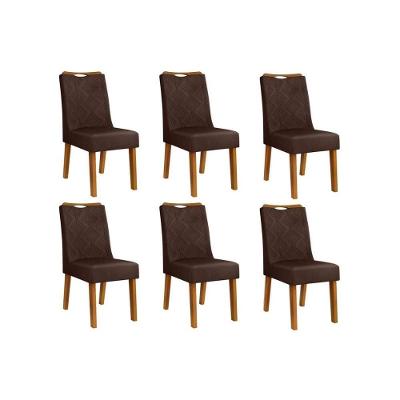 Kit 6 Cadeiras Sala Jantar Stela 6 Un Ipe Suede Moca