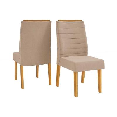 Kit 2 Cadeiras Sala Jantar Ondina 2 Un Cedro Suede Kraft Bege