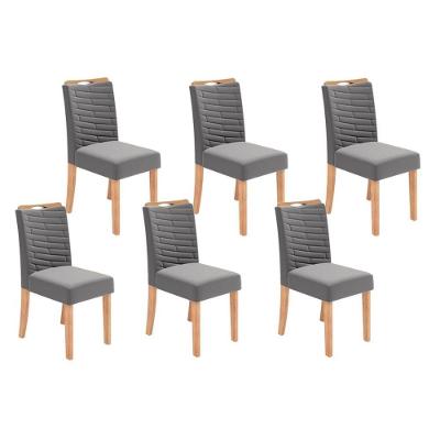 Kit 6 Cadeiras Sala Jantar Julia 6 Un Cedro Suede Lunar
