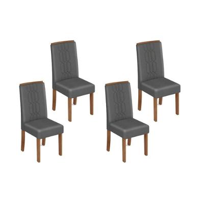 Kit 4 Cadeiras Sala Jantar Zoe 4 Un Cedro Suede Lunar