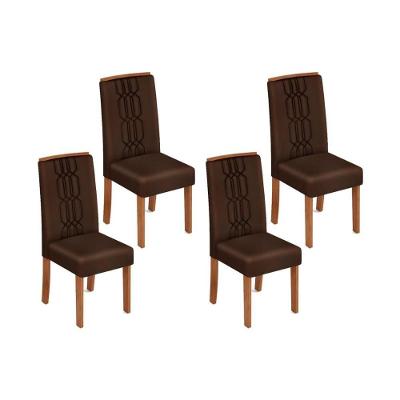 Kit 4 Cadeiras Sala Jantar Zoe 4 Un Cedro Suede Moca