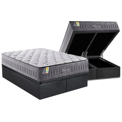 Cama Box Baú King: Colchão Molas Masterpocket Ensacadas Versalhes + Base Crc Suede Gray (193x203)