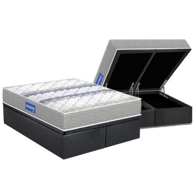 Cama Box Baú King: Colchão Espuma D33 Probel D45 Guarda Costas Gray + Base Crc Suede Gray (193x203)