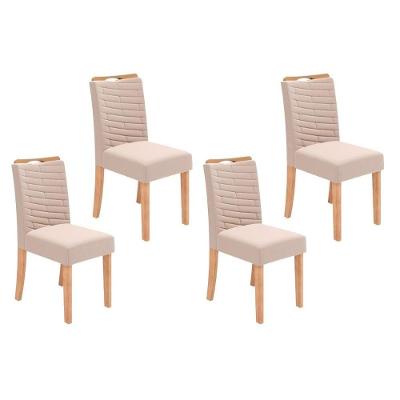 Kit 4 Cadeiras Sala Jantar Julia 4 Un Cedro Suede Kraft
