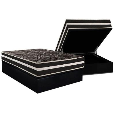 Conjunto Box Baú Casal: Colchão Molas Paropas D28 - Master Ag80 Black Double Face 25 + Base Crc Suede Black (138x188)