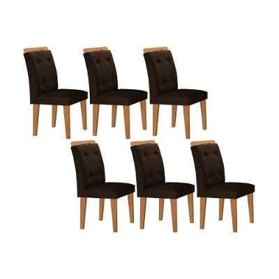 Kit 2 Cadeiras Sala Jantar Imperatriz 6 Un Capuccino Suede Marrom Rufato