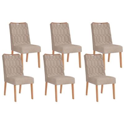 Kit 6 Cadeiras Sala Jantar Bia 6 Un Cedro Suede Kraft