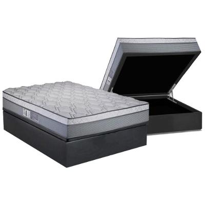 Cama Box Baú Casal: Colchão Molas Masterpocket Ensacadas Luckspuma New Maxi + Base Crc Suede Gray (138x188)