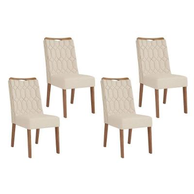 Kit 4 Cadeiras Sala Jantar Bia 4 Un Freijo Linho Neve