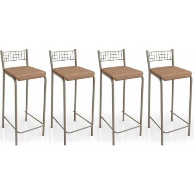 Kit 4 Banquetas Sala Jantar Gênova B705 4 Un Niquel Courano Capuccino