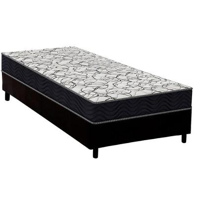 Conjunto Box Solteiro: Colchão Espuma Ortobom D45 Airtech 150 + Base Crc Suede Black (88x188)