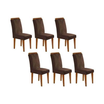 Kit 2 Cadeiras Sala Jantar Amsterdã 6 Un Capuccino Suede Marrom Rufato